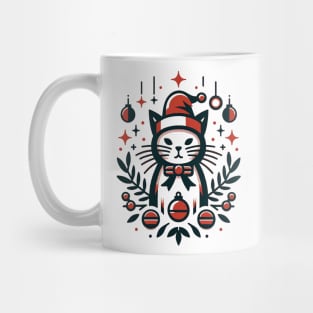 Festive Feline - Vintage Christmas Cat Art Mug